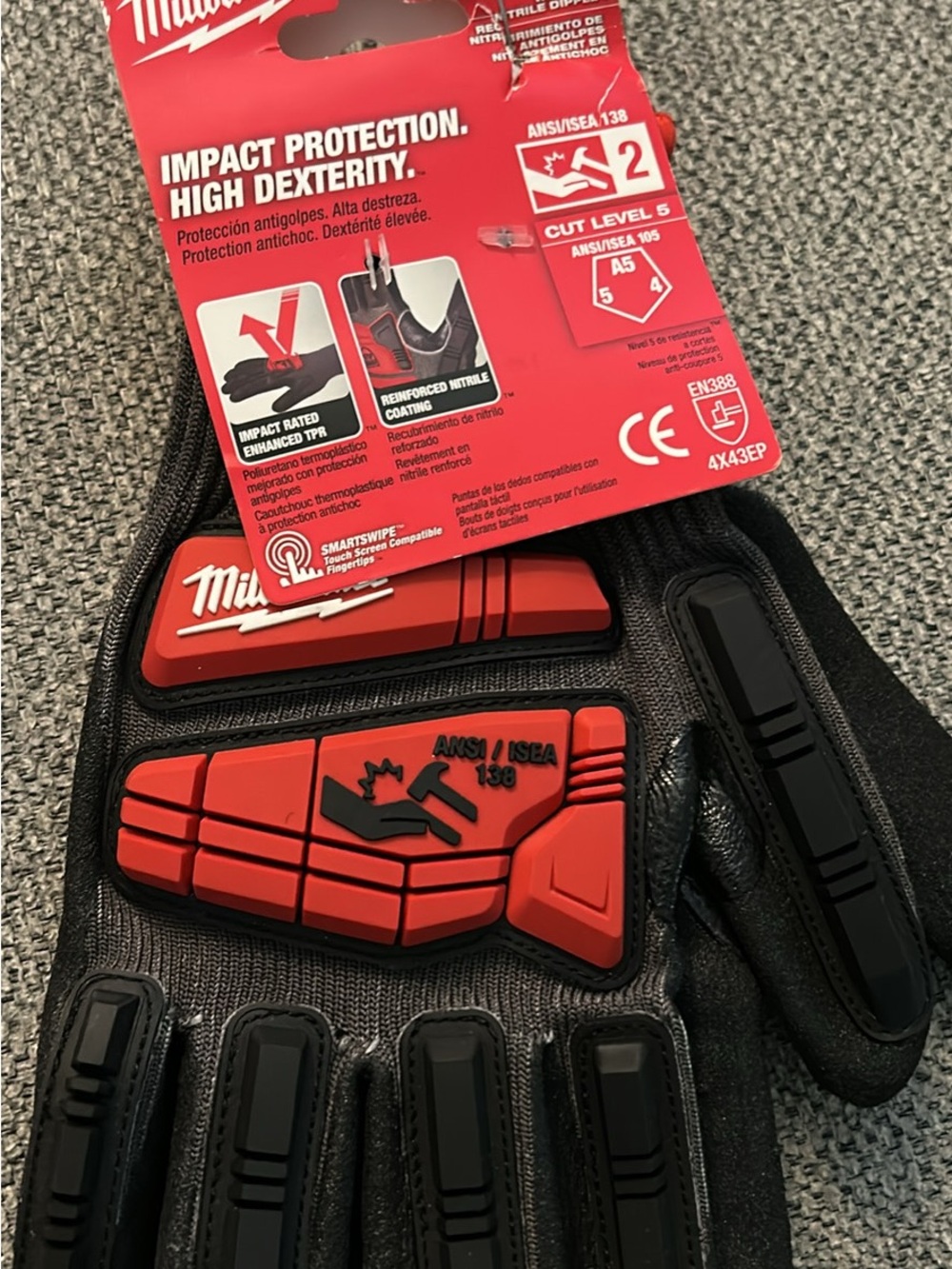Milwaukee Men’s Red and Black Impact Protection Work Gloves